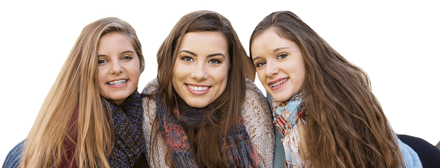 Three smiling young women